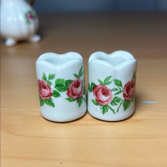 Vintage Mini Creamer and Sugar Bowl with Lid AND candle holders - Picture 6 of 12